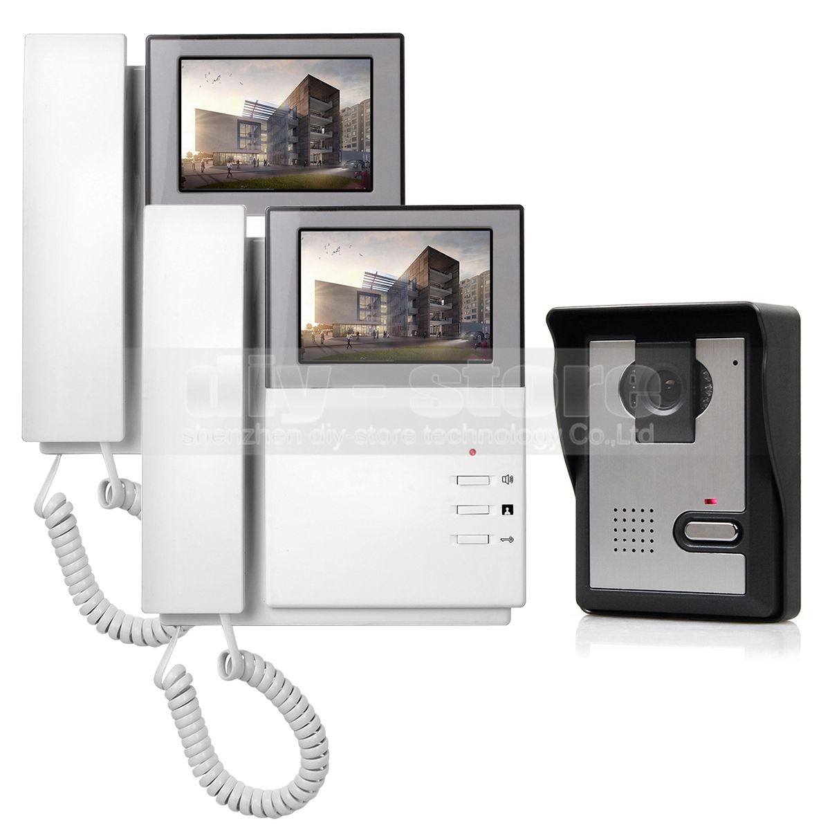 Diysecur 800 X 480 Hd 4 3inch Intercom Door Doorbell 1 2 Monitors For Home Office Security System