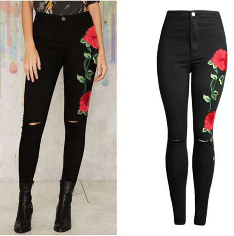 rose ripped jeans