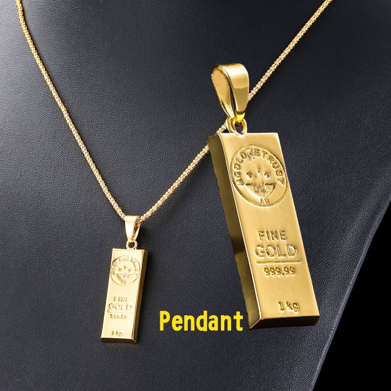 Wholesale Bullion Pendant Necklace Hip Hop Chain Golden Bars Pendants