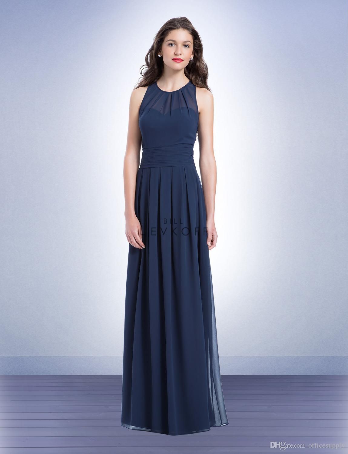 bill levkoff navy bridesmaid dress