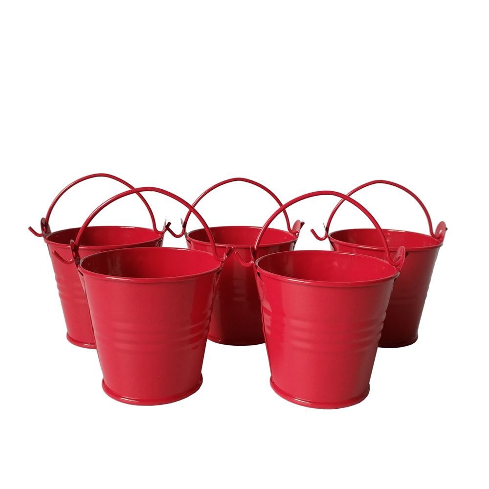 D6*H5CM Cheap Red Color Metal Mini Pail Tin Bucket Small Succlents Pots ...