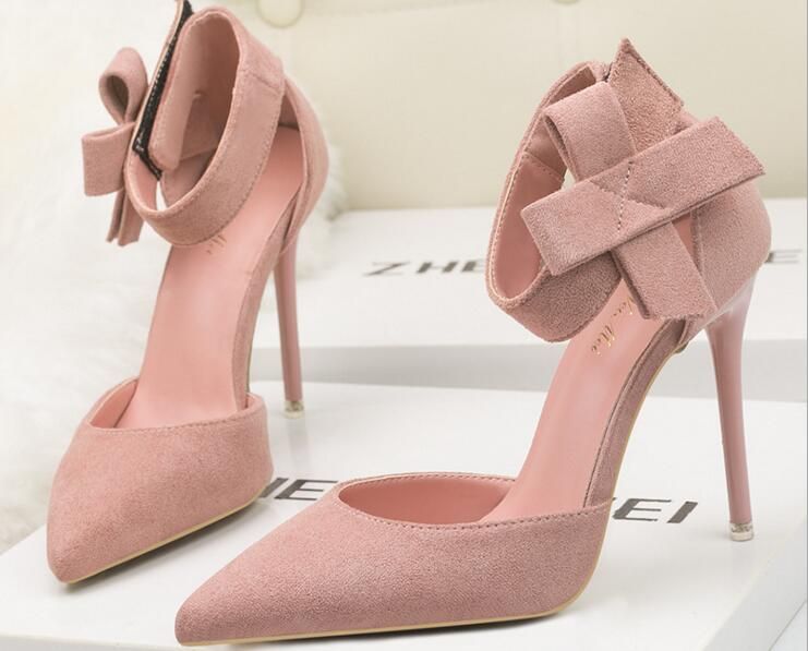 2018 fashion bowtie women pumps women shoes sandals lace up 10cm bow tie cut out
