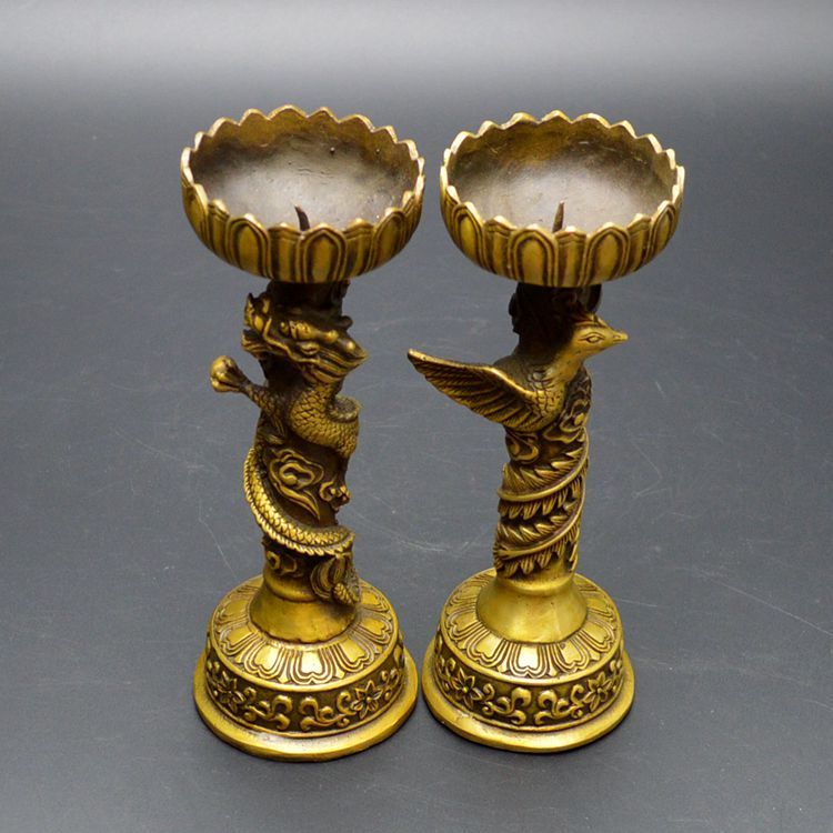 Ancient Asian Chinese Old Bronze Handmade Dragon Statue Oil Lamp Ancient Asian Chinese Old Bronze Handmade Dragon Statue Oil Lamp Candlestick Home Decoration Arts And Crafts Art Collectible