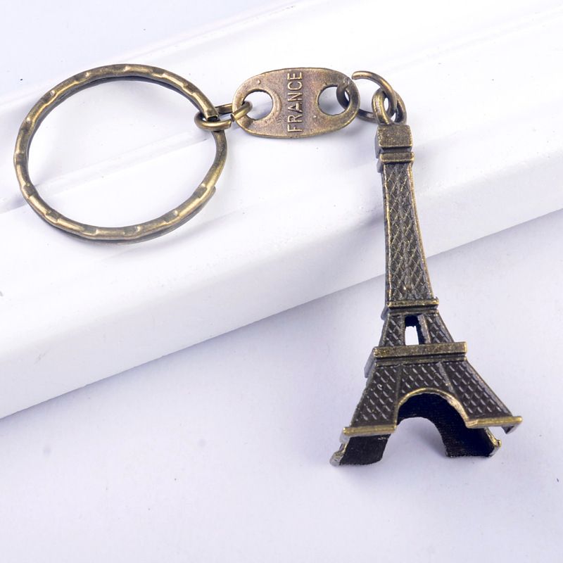 Vintage Eiffel Tower Keychain Stamped Paris France Tower Pendant Key
