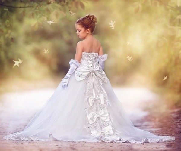 Stunning Luxury Little Brides Wedding Dress Bling Bling Crystals Beaded