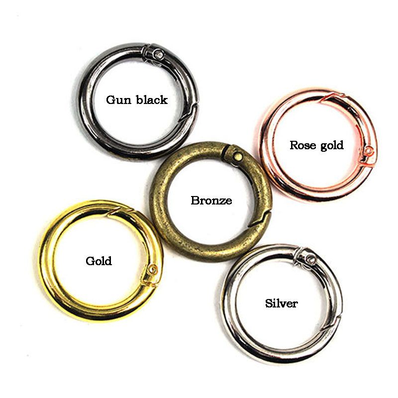 Bytiyar 10 pcs 20mm Round Carabiner Clips Spring Snap Hooks with Swivel D-Ring Zinc Alloy Gate O Ring Keychain Organizing Charms Accessory Gold