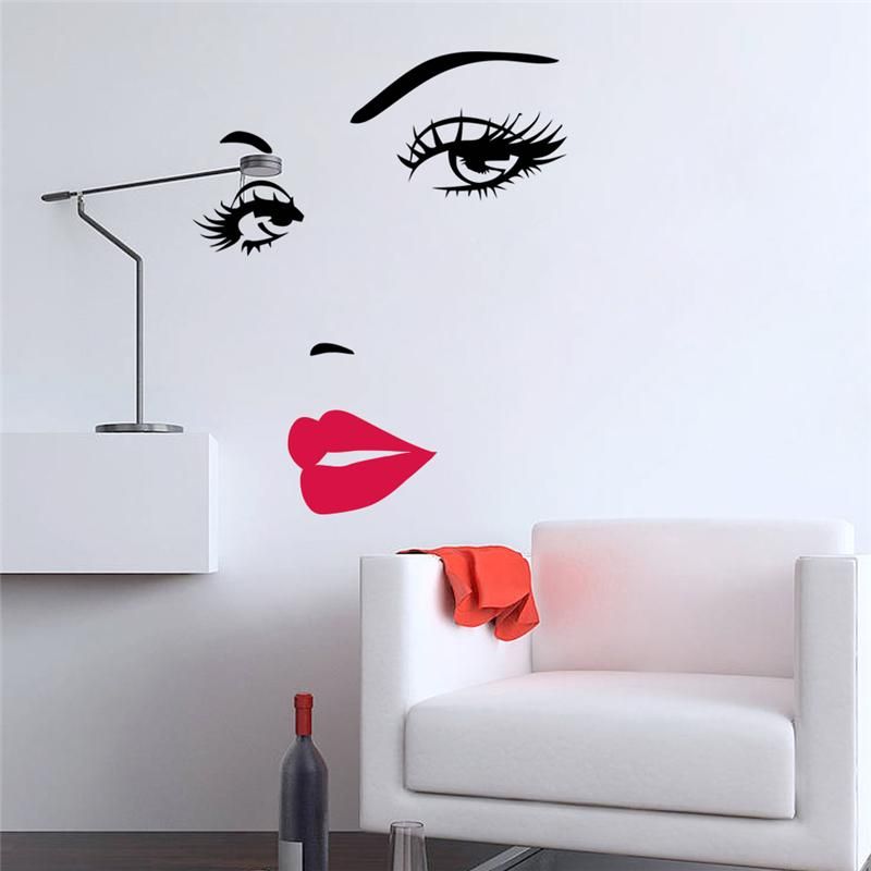 DIY Girl Lip Eyes Art Vinyl Home Decor Wall Stickers Living Bedroom Decoration