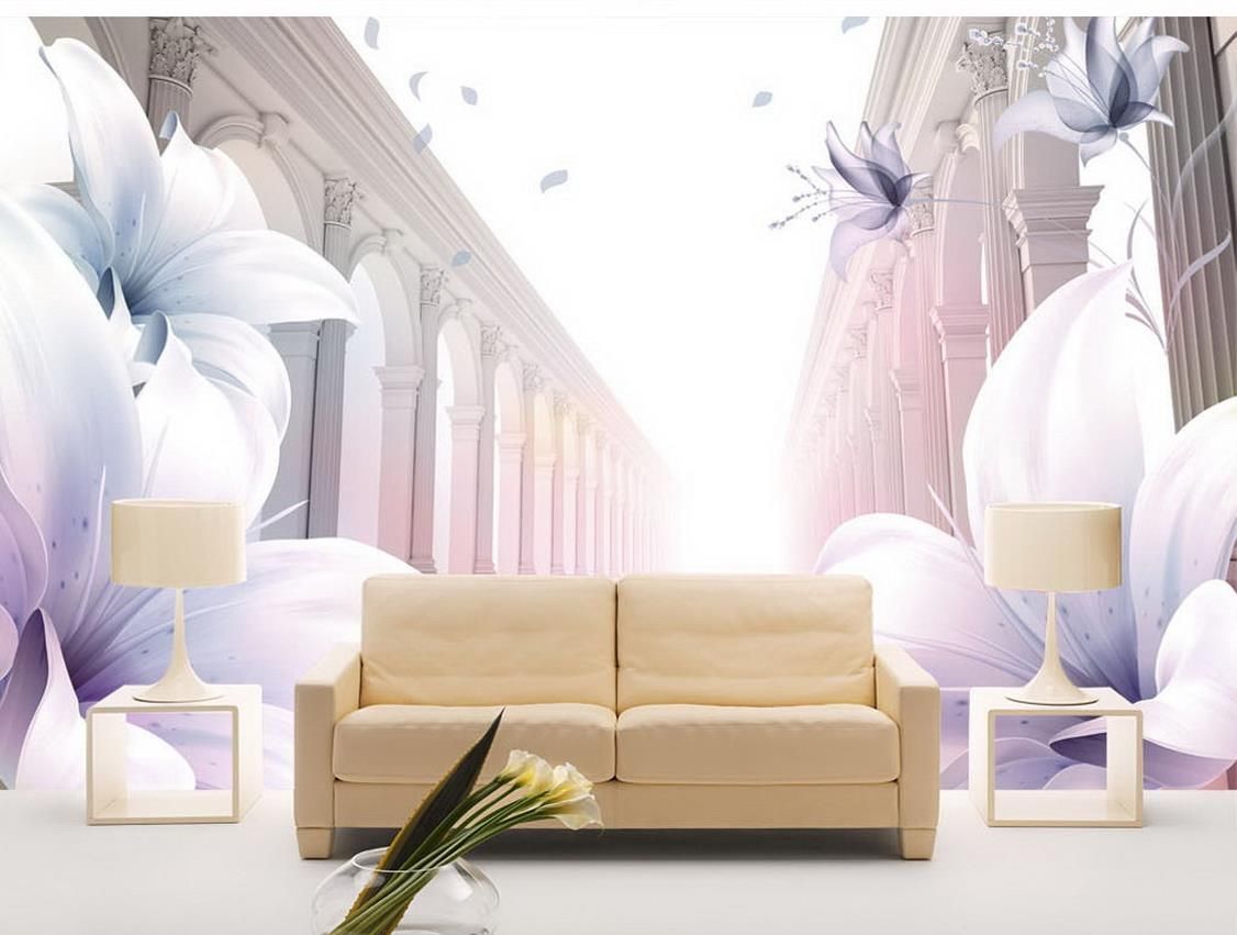 Elegant European Roman Pole Flower 3d 3d Tv Wall Mural 3d