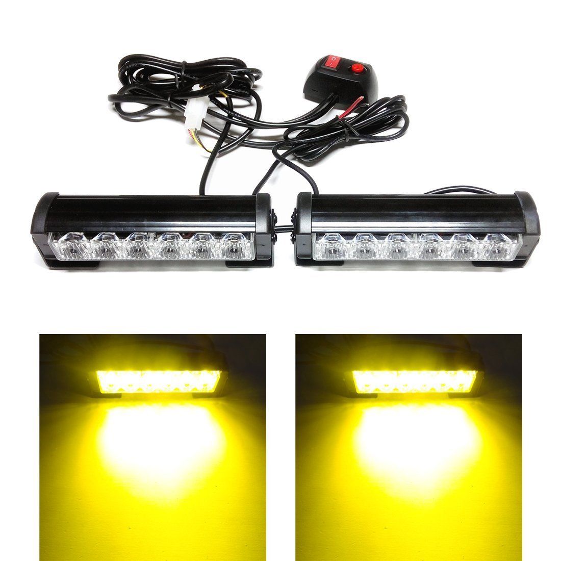 2*6 LED Strobe Lights For Jeep Trucks Cars SUV 12V Universal Waterproof