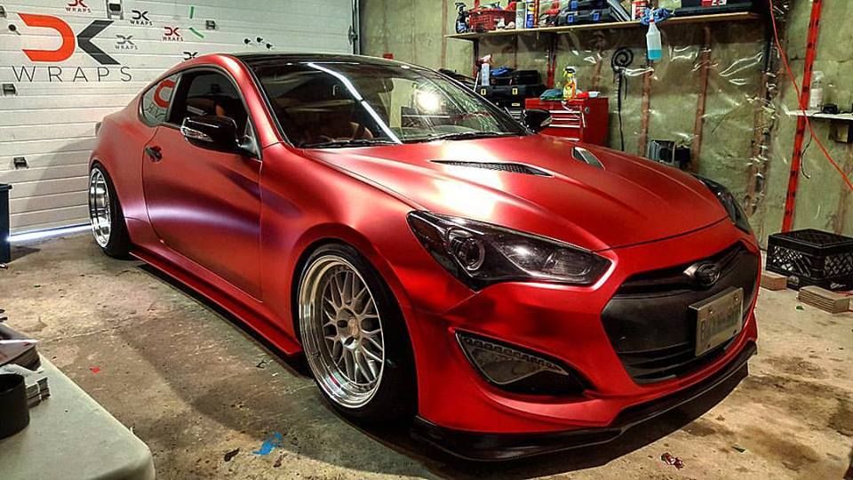 Satin Red Car Wrap