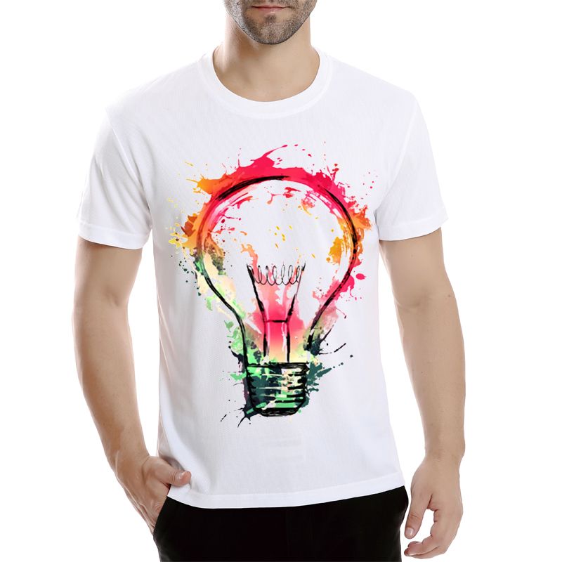 2017 new arrival retro style light bulb design printed t shirt