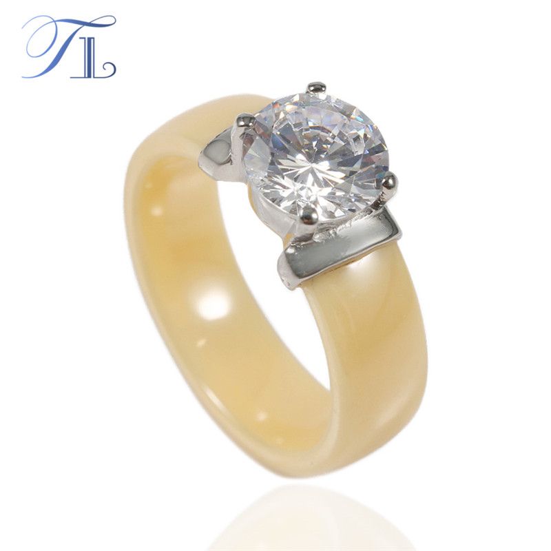 2018 tl new arrival ceramic rings for women huge zircon cabochon setting yellow ceramic wedding rings cute simple unique design gift from touch_love - Ceramic Wedding Rings 2018 tl new arrival ceramic rings for women huge zircon cabochon setting yellow ceramic wedding rings cute simple unique design gift from touch_love - Ceramic Wedding Rings