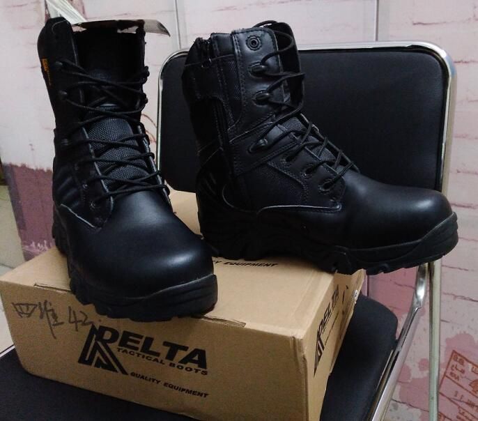 black tactical combat boots