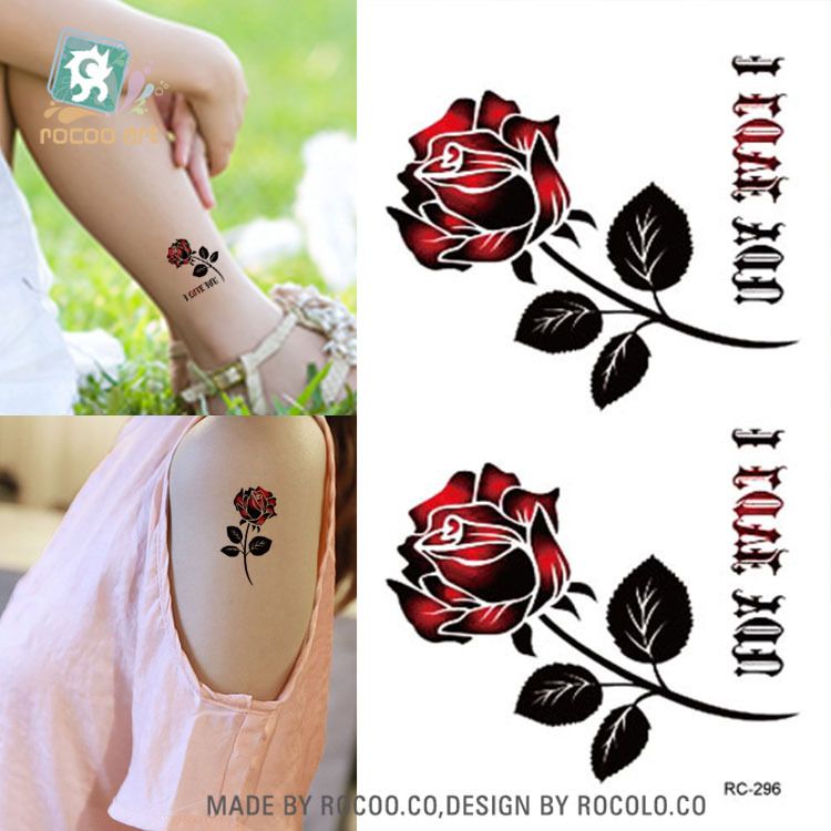 Vente En Gros 2016 Nouveau Tatouage Temporaire Chaud Rouge Foncé Rose Petit Frais Hommes Et Femmes Avec Tatouage Imperméable Autocollants Rc2296