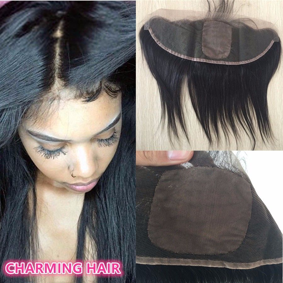 Silky Straight Brazilian Lace Frontal Closure Straight Silk Base Full Frontal Ear To Ear Human Hair Lace Frontal Silk Top With Baby Hair Sew In Weave