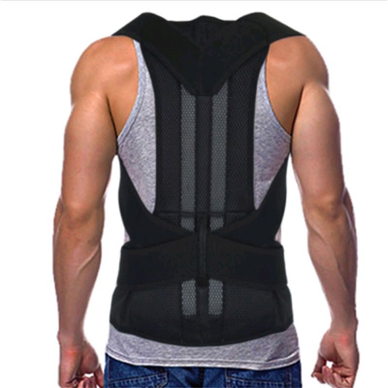 Heavy Duty Strong Adjustable Back Brace Deluxe Posture Corrector Back Support Shoulder Belt For