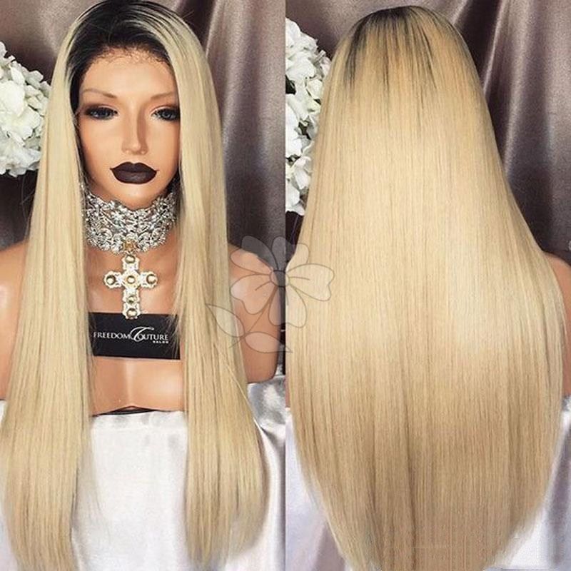 Top Quality Synthetic Wigs Silky Straight Ombre Blonde Hair