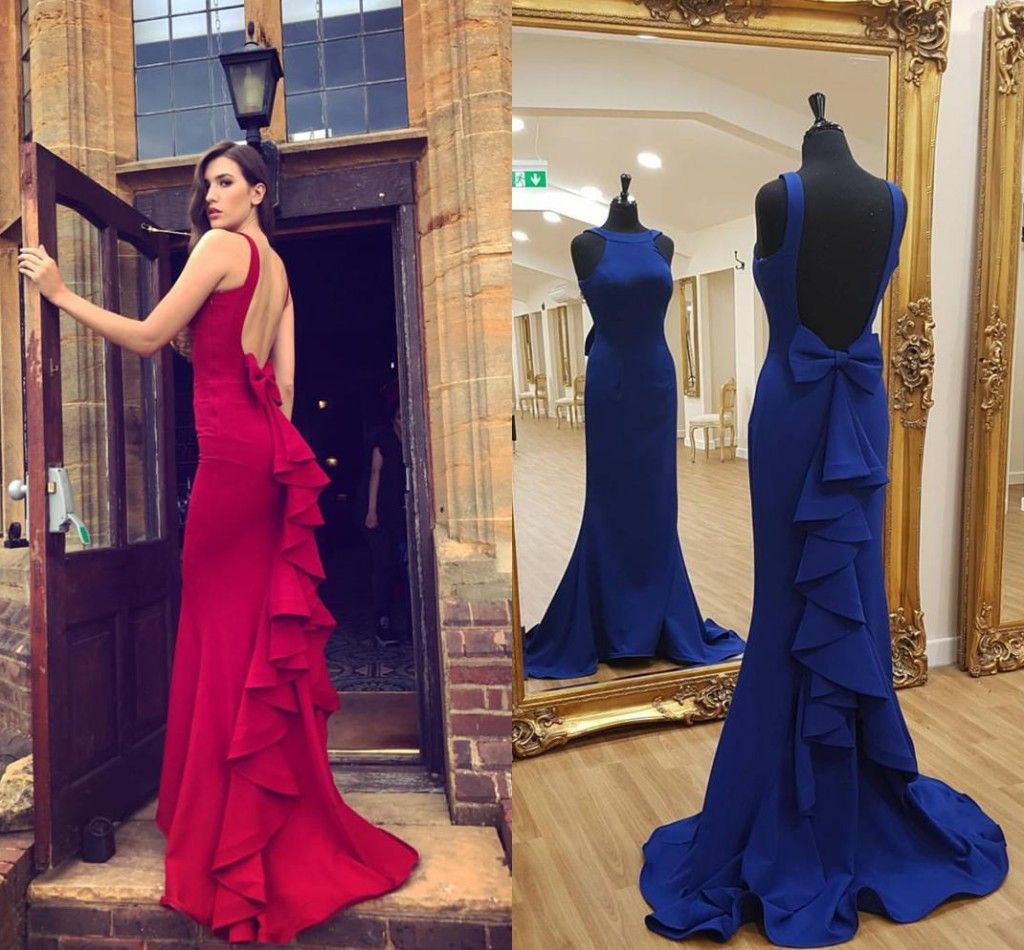 red prom dress with bow on the back