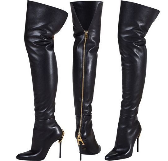 Acheter Sur Le Genou Cuisse Haute Femmes Hiver Longue Botte À Glissière Insérer Dame En Cuir Véritable Bottillons Talon Haut De 95,61 € Du Amily2017 | Fr.DHgate.Com