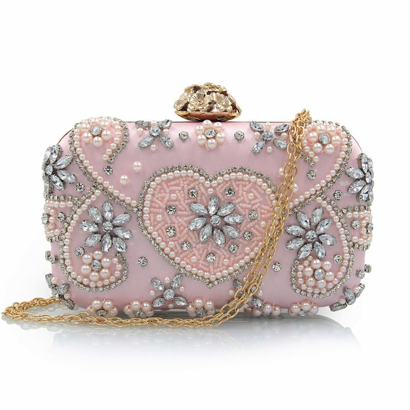 Evening Purses Shoulder Bags Party Purses For Women Champagne Colored Evening Bags Silver Beaded