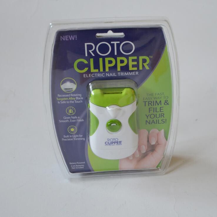 New Roto Clipper Electric Nail Trimmer White/Green Automatic Nail