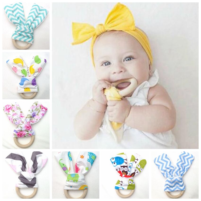 2020 Infant Baby Teethers Teething Ring Teeth Fabric And Wooden
