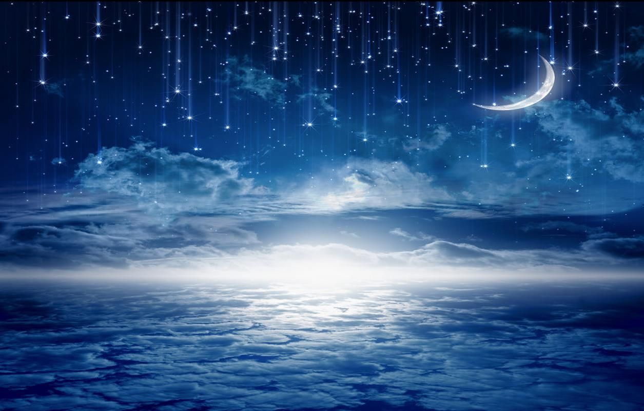 Dream Sky Blue Sky Moon Clouds Ceiling Background Walls Mural 3d
