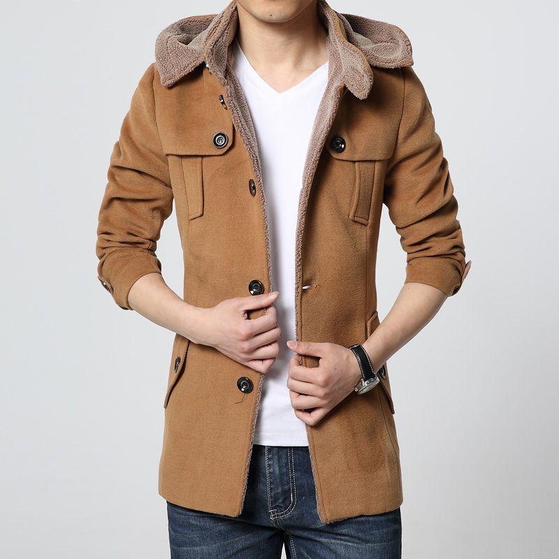 Fall Fashion Brand Clothing Wool Coat Men Middle Long Jackets And Coats ...