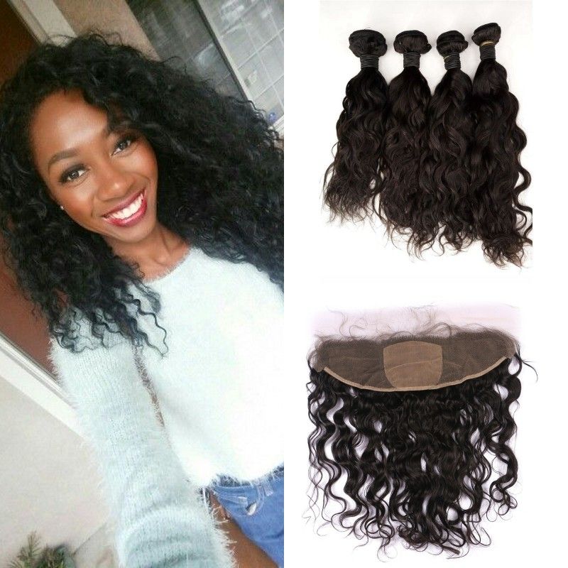 13x4 Silk Lace Frontal With Human Hair Bundles Natural Black