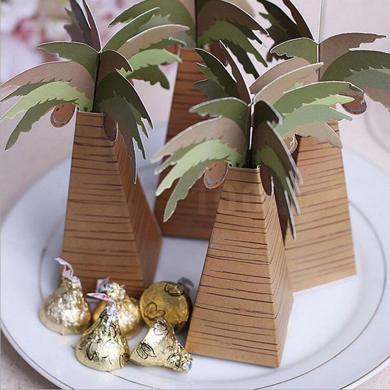 Eco Friendly Palm Trees Candy Gift Boxes Wedding Party Favor Paper