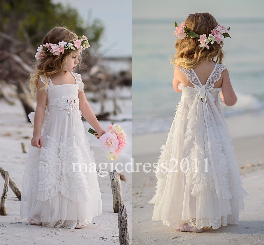 Beach Wedding Flower Girl Dresses 9