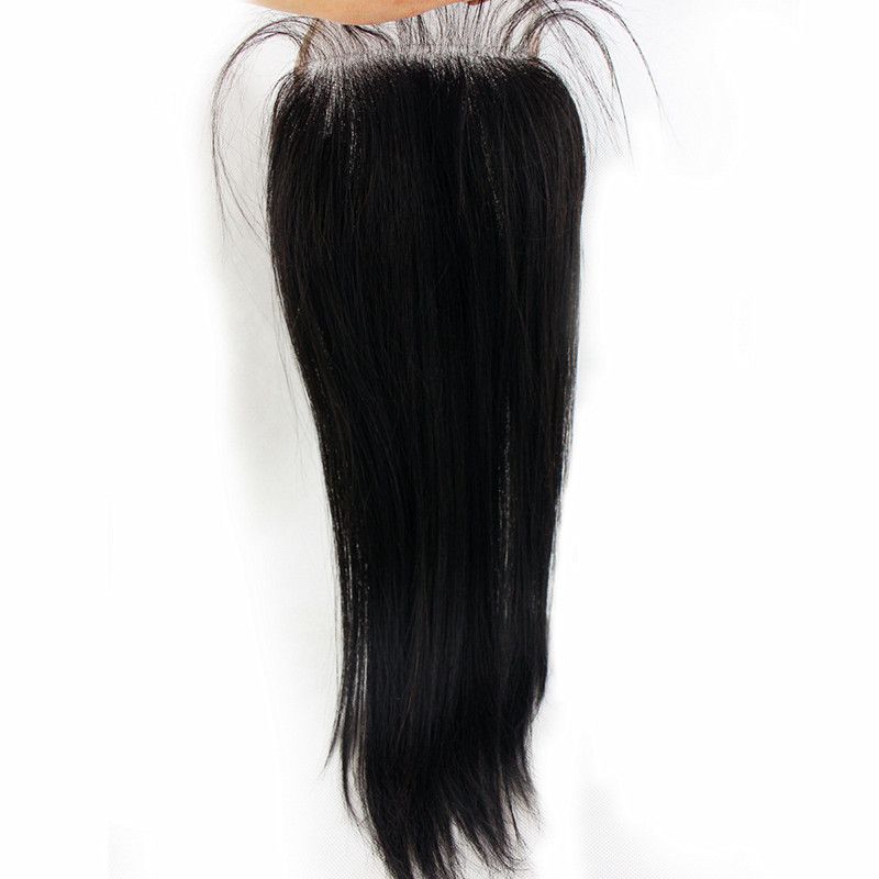 cierre pelo indio recto de calidad superior 100% humano con cordón tamaño 4 * 4, el color natural del pelo remy virginal, libre de DHL