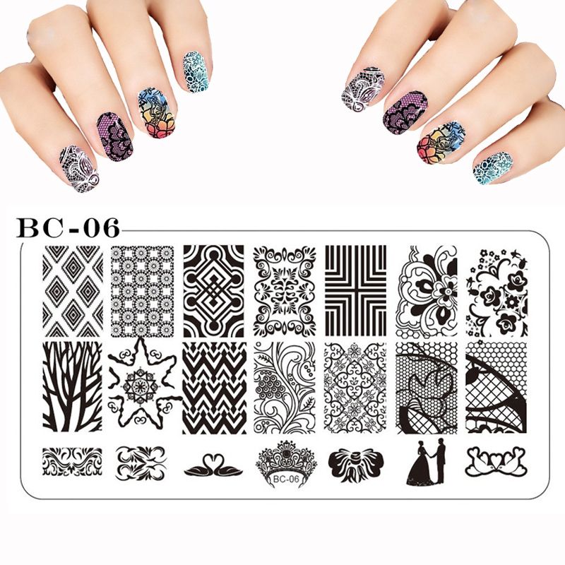 wholesale new stamp polish steel lace butterfly flower nail art lace templates