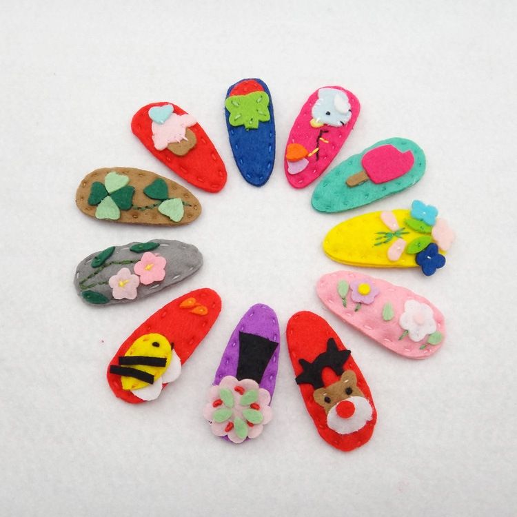 Acheter En Gros Mode Dessin Animé Mignon BB Épingles À Cheveux Solide Kawaii En Feutre Animal Fleur Filles Pinces À Cheveux Barrettes Headware Accessoires