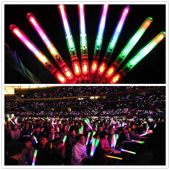 Multi Colorful 3 Modes LED Flashing Night Light Lamp Glow Wand Sticks + Strap Birthday Christmas