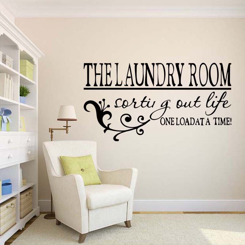 For The Laundry Room One Load At A Time Wall Sticker Decal Removable Home Decor Bedroom Sitting Vinyl Diy