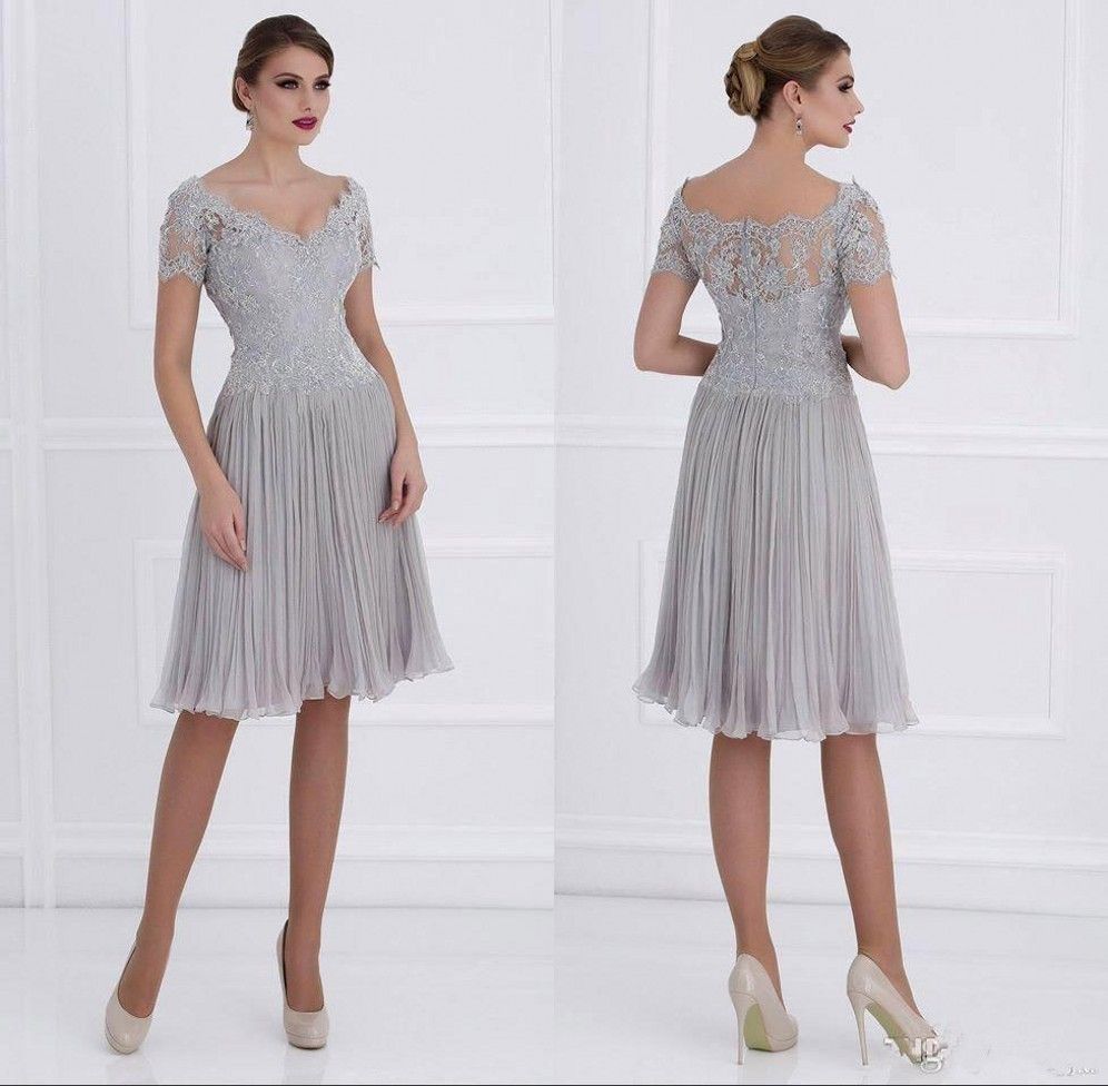 Short Sleeves Chiffon Cocktail Dress