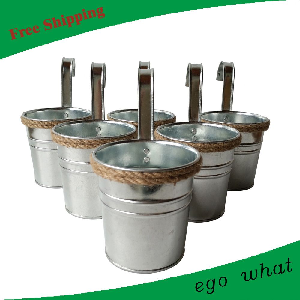D9 5xh10cm 10pcs Lot Cheap Round Galvanized Pot Metal Tub Bucket With Handle Zinc Fretwork Urns Wholesale Hanging Pots