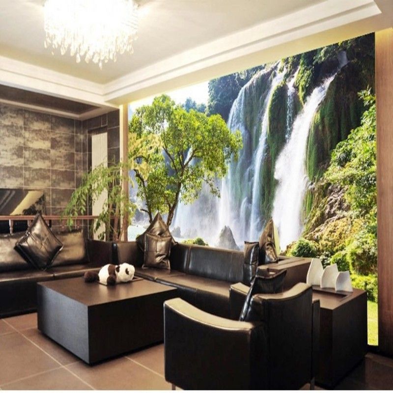 Wholesale Custom 3d Waterfall Wallpaper Large Living Room Sofa 3d