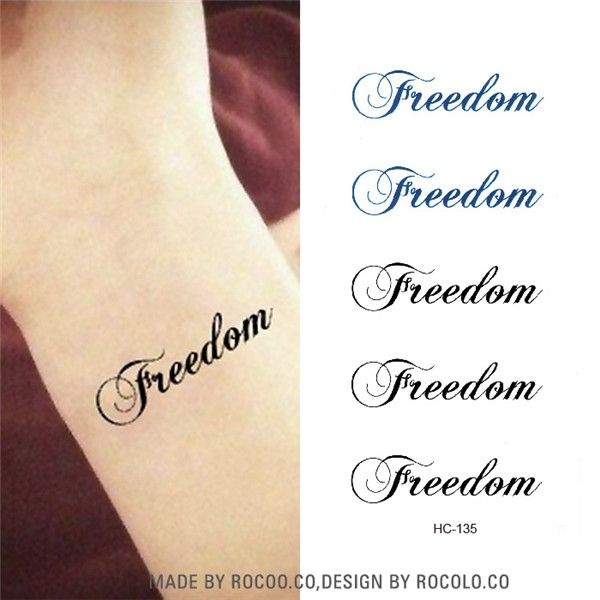 Wholesale Hc1135 Waterproof Temporary Tattoo Stickers Letter Freedom