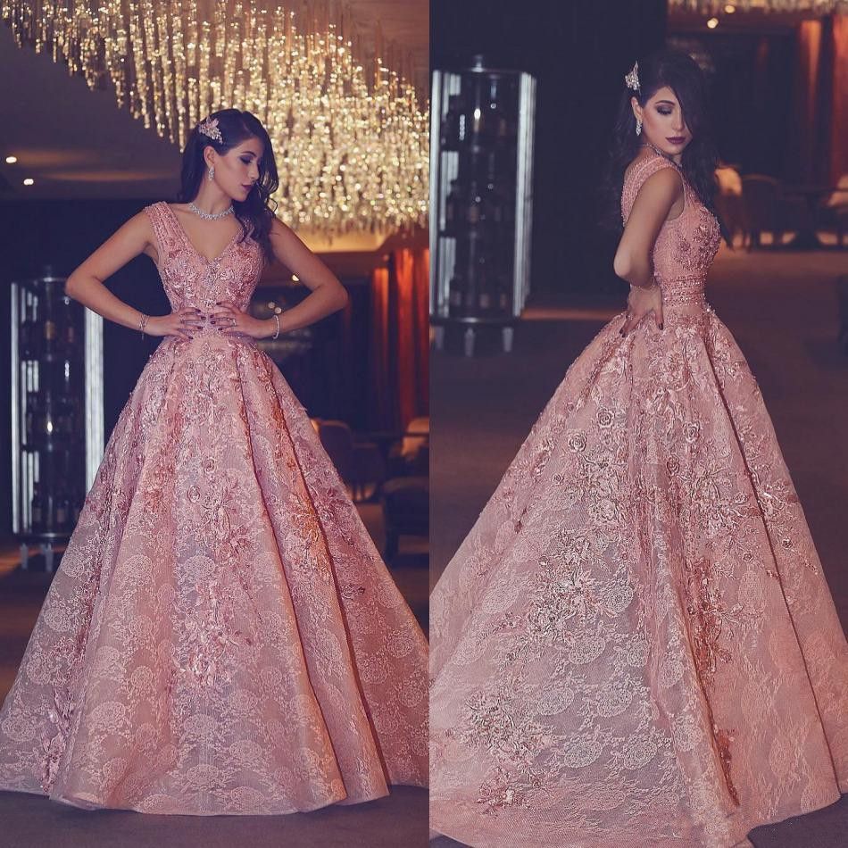 rose colored evening gowns