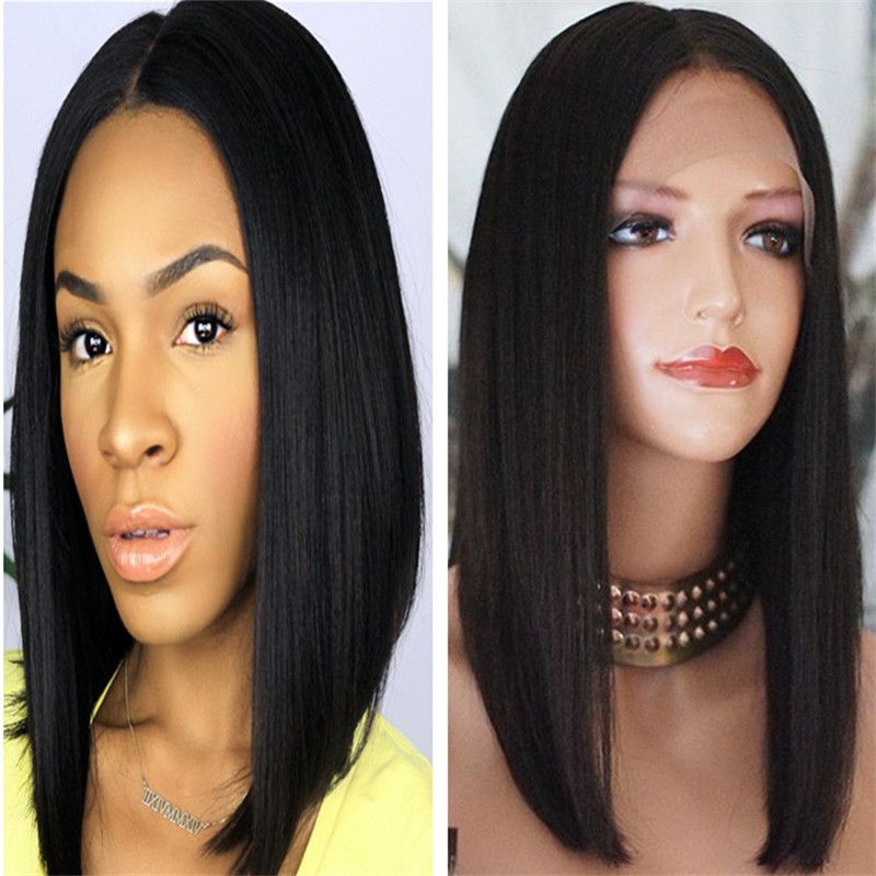 Fashion 2018 Short Bob Full Lace Wig 100 Human Hair Middle Parting