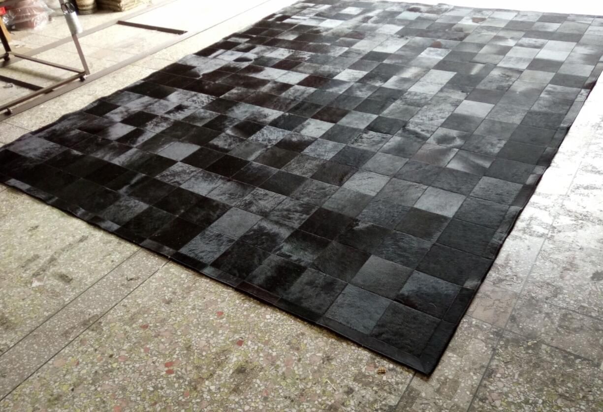 Black Fur Patchwork Cowhide Area Rug Classic Squares Design No. 2550 ... Black Fur Patchwork Cowhide Area Rug Classic Squares Design No. 2550 ...