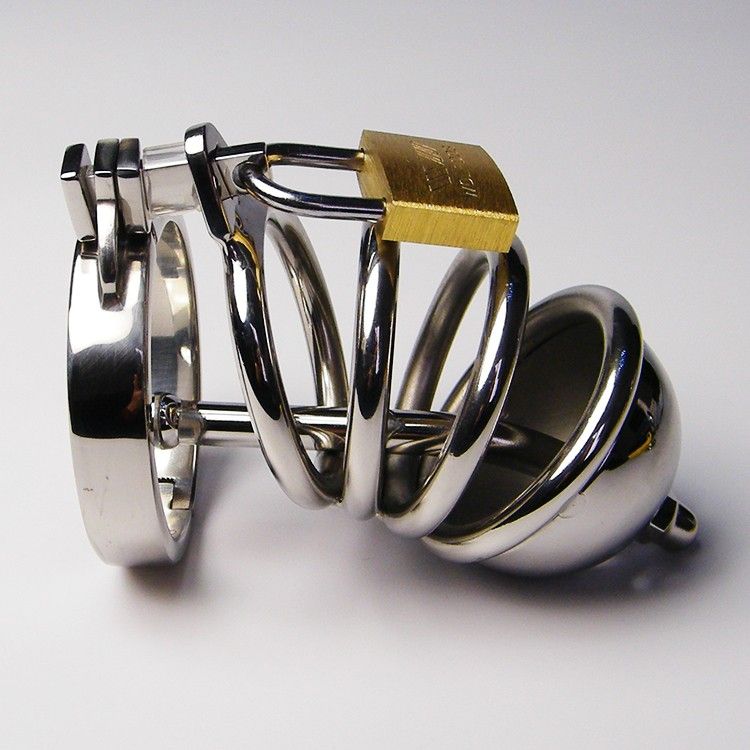 Metal Male Chastity Belt With Urethral SoundPenis Ring Lo