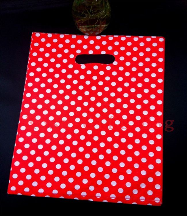 Wholesale Wholesale 25X35cm Large Plastic Shopping Bags For Boutique Packaging White Round Dots ...