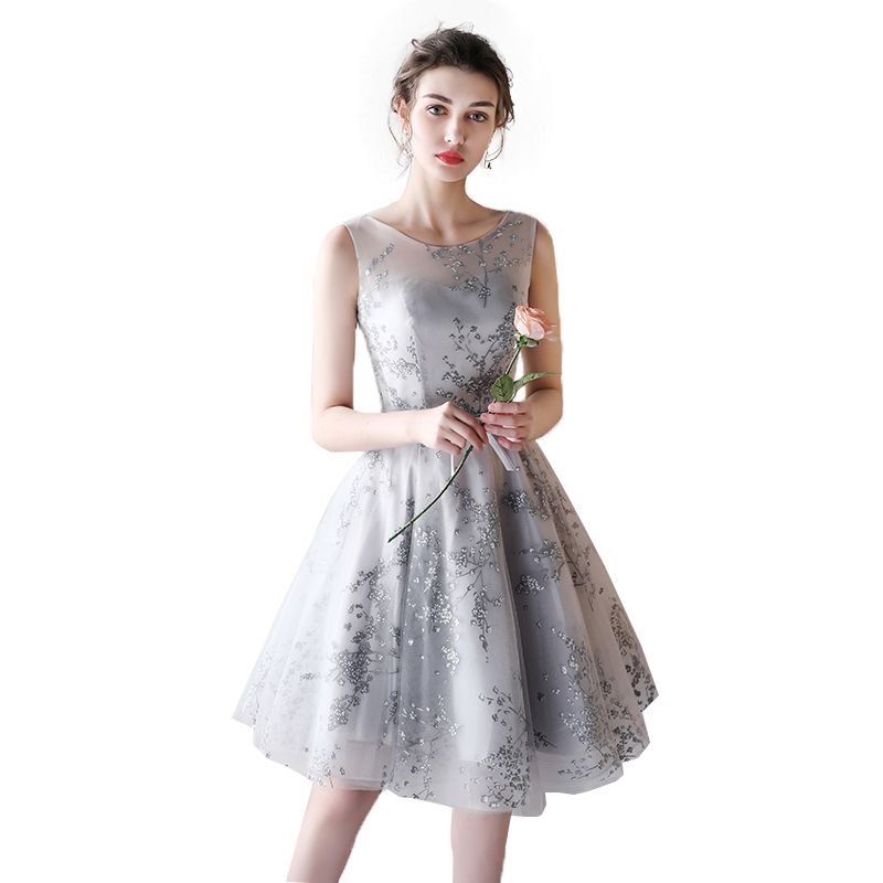 silver lace cocktail dress