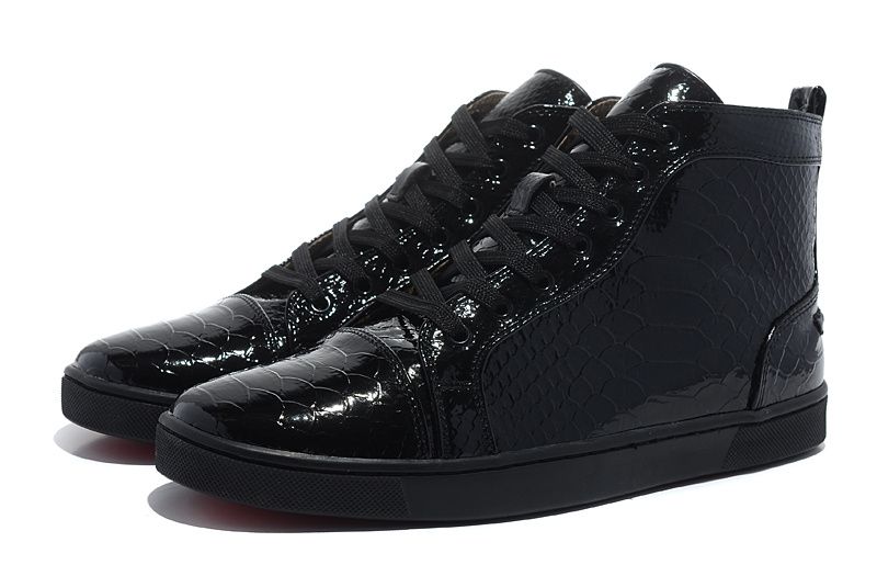 High Top Mens Designer Luxury Red Bottom Shoes Men Women Black Snakeskin Casual Shoes Brand New ...