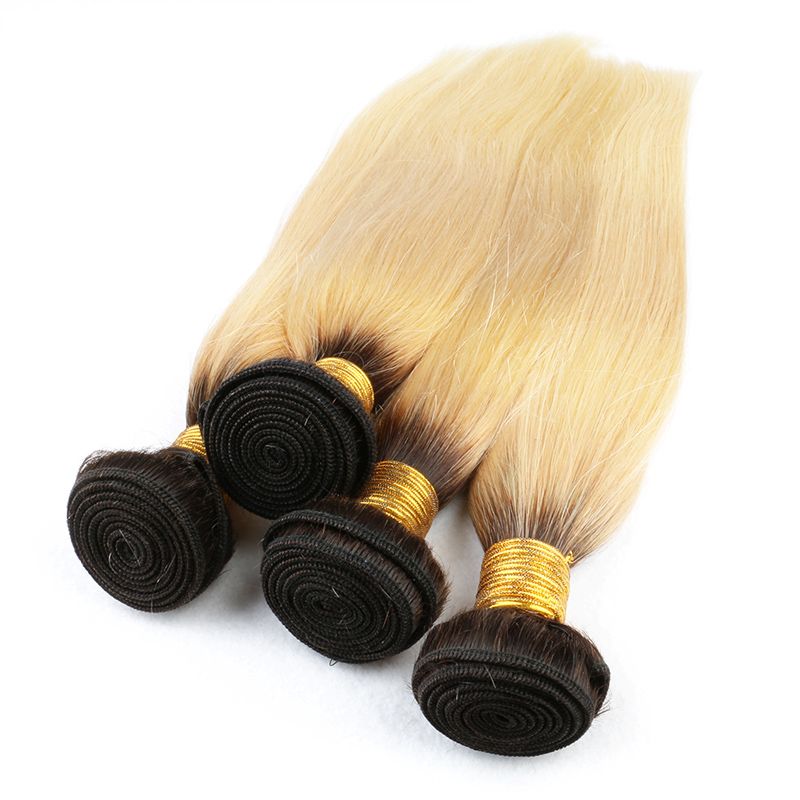 Brazilian Ombre Hair Weft Two Tone Dark Root 1B/613 1b/Grey Blonde Peruvian Straight Human Hair soft Cheap Hair Bundles