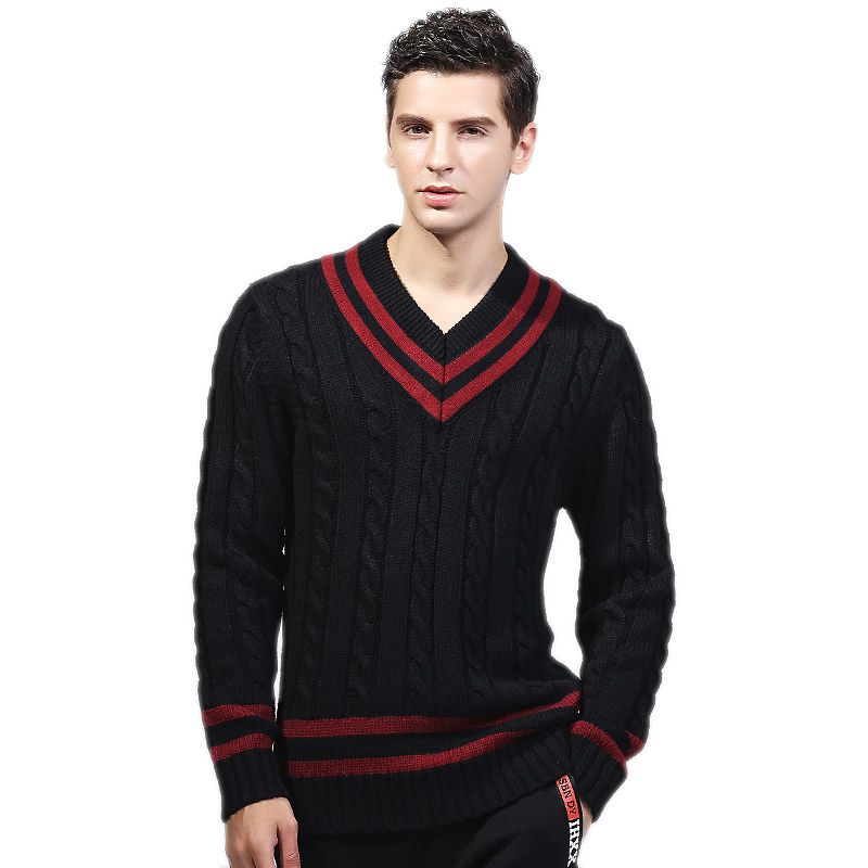 Striped Wool Brand Sweater Mens 100 Acrylic Cashmere Knitted Warm