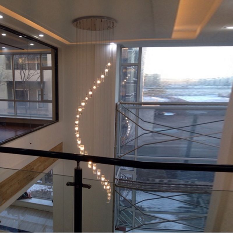Long Crystal Chandelier Villas Staircase Spiral Long Crystal Chandelier Villas Staircase Spiral Lighting Light Chandeliers Ceiling High Rope Largechandeliers Round